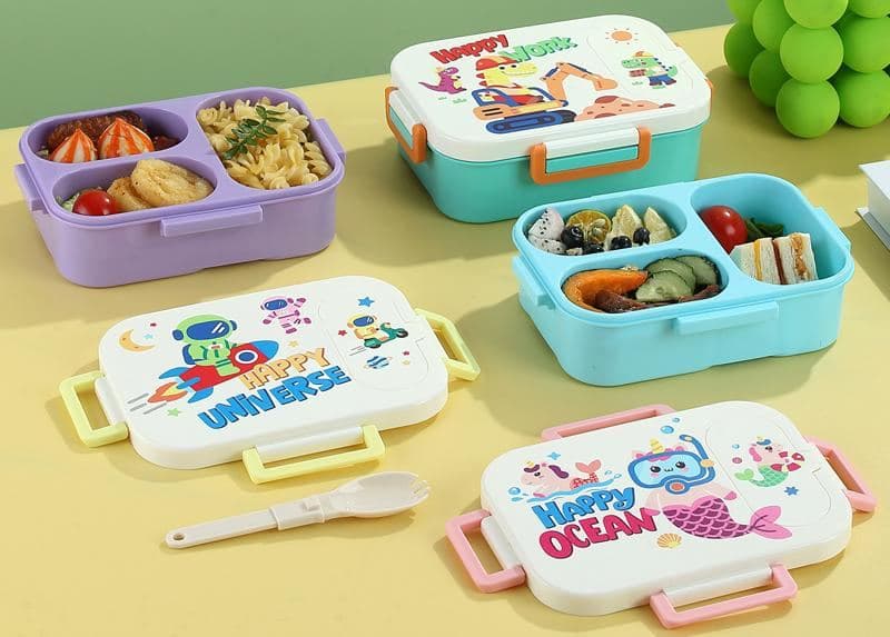 PP Plastic Soup Bowl, 17.5 x 17.5 x 9.5 cm, with Spoon and Fork
