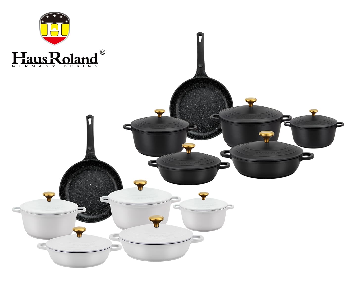 HausRoland HR147-2 Die-Cast Cookware Set with Frying Pans