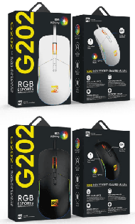 R8 G202 7D Wired Gaming Mouse RGB Lighting, 1200-2400-3200-4800-7200 DPI