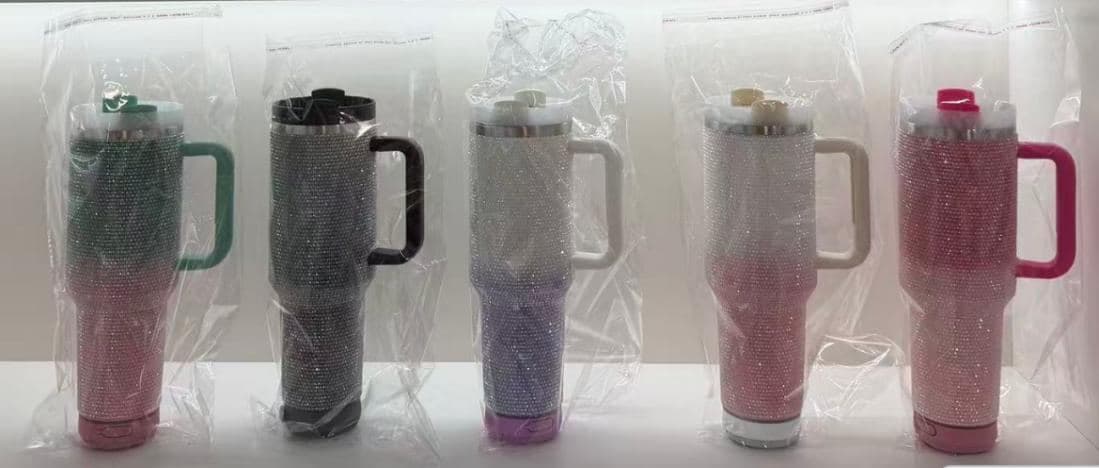 Rhinestone Stainless Steel Tumbler, Ref. D076