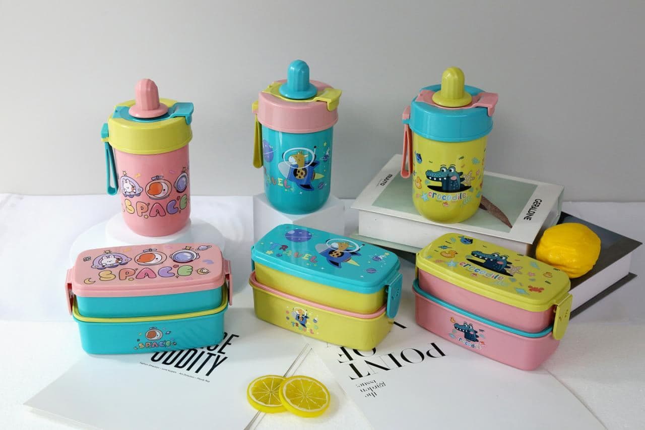 Space Print Kids Lunch Box and Water Bottle Set, 63 pcs/carton, carton 58 x 53 x 65 cm