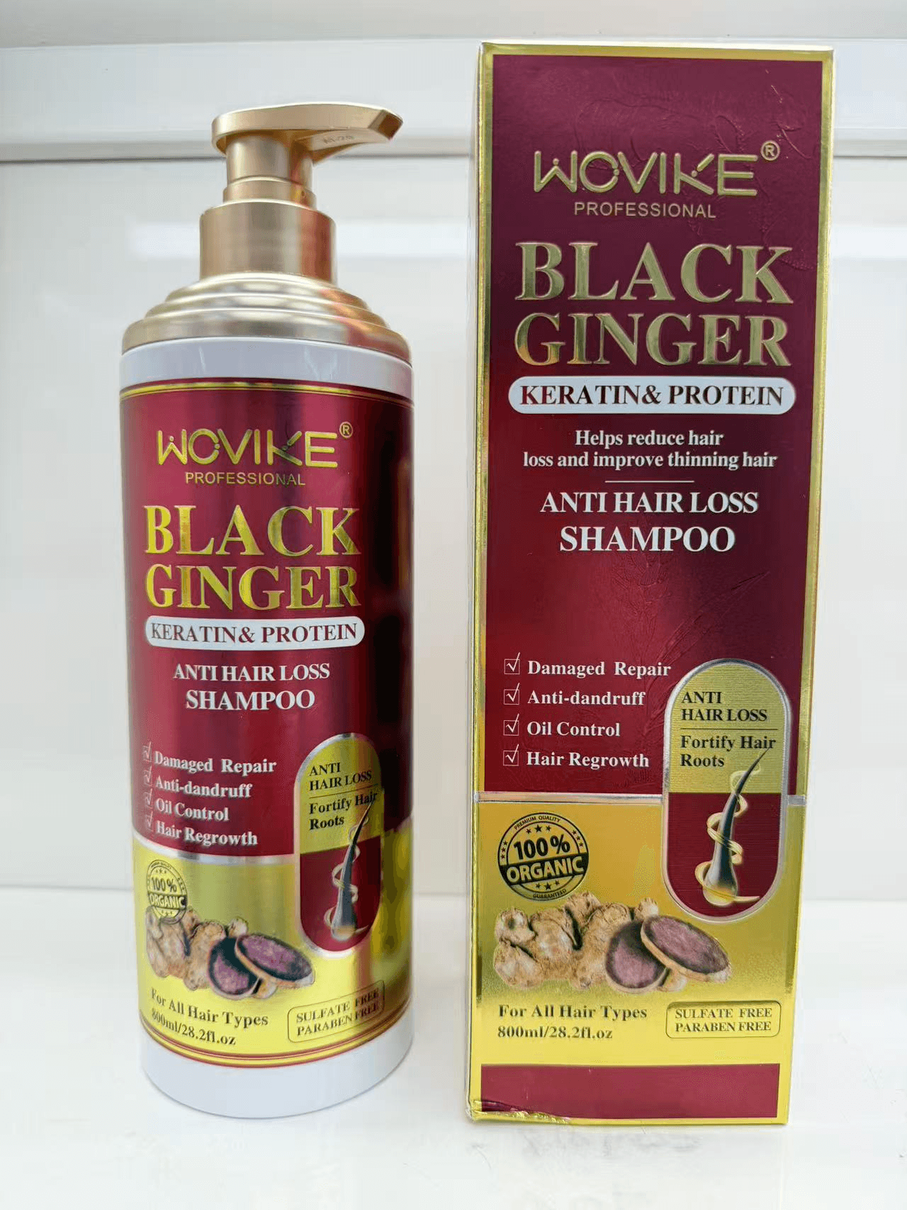 WOVIKE FR044-1 Black Ginger Shampoo, 800ml
