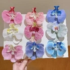 Orchid Flower Hair Clips, Assorted Colours