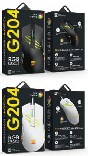 R8 G204 6D Wired Gaming Mouse RGB Lighting, 1200-2400-3200-4800-7200 DPI