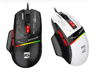 R8 G213 7D Wired Gaming Mouse RGB Lighting, 800-1200-2400-3200-4800-7200 DPI