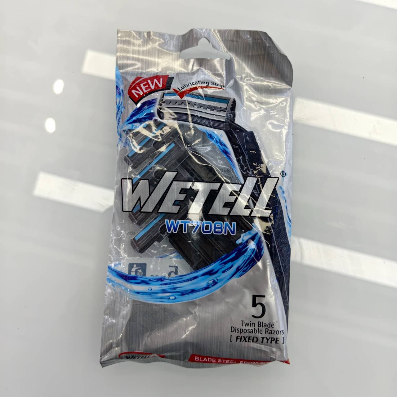 WeTell Twin Blade Disposable Razors, Fixed Head, 5-Pack