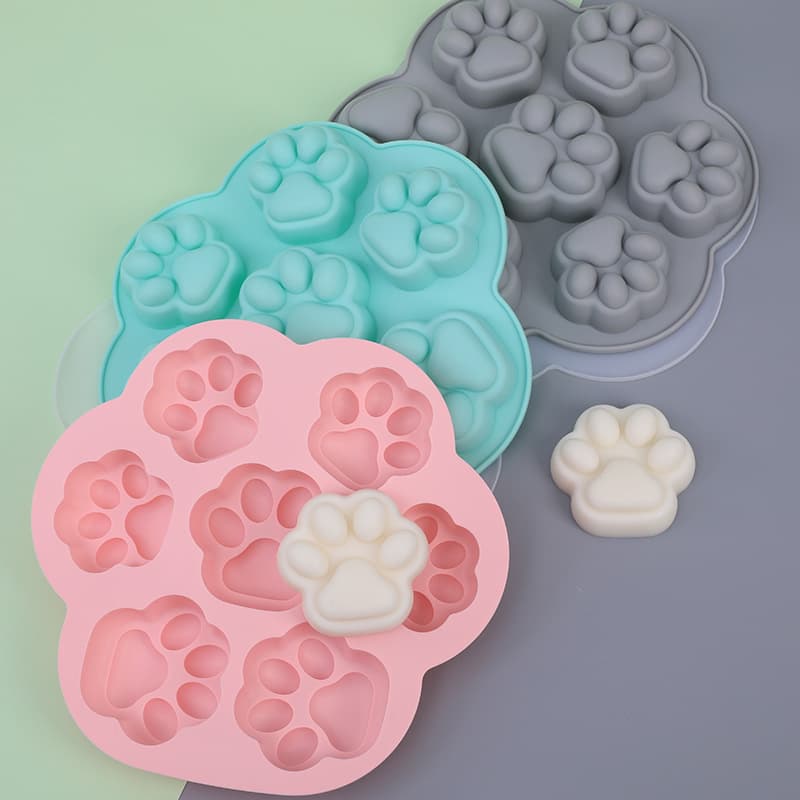 Food-Grade Silicone Cat-Paw Mould, 7 Cavities, Baby-Food Safe