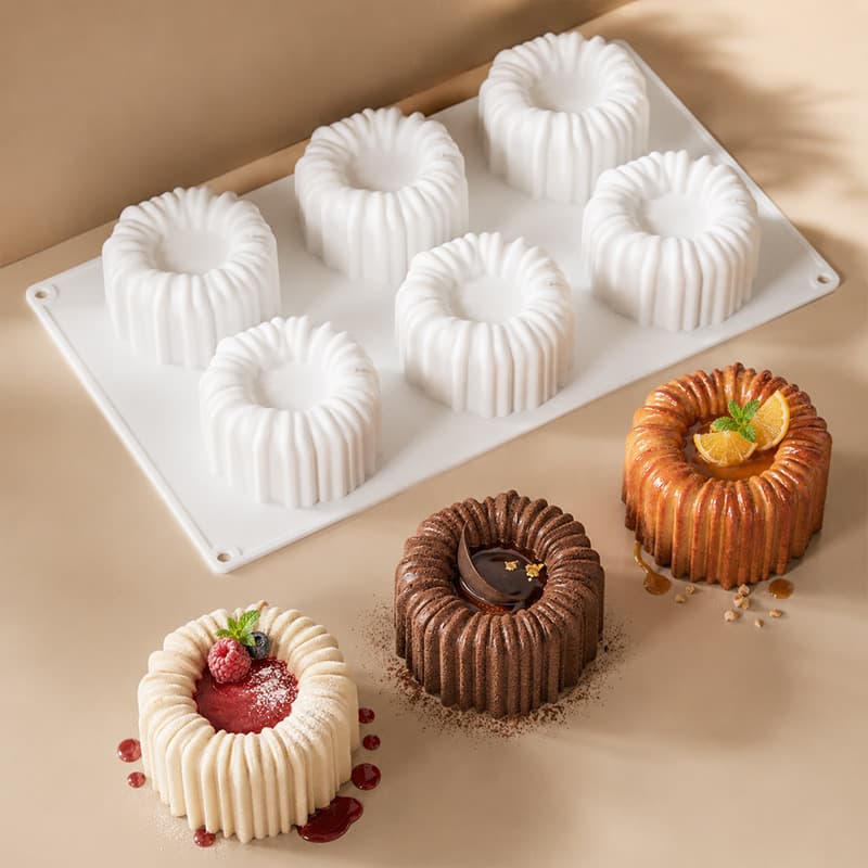 6-Piece Food-Grade Silicone French Dessert & Mousse Cake Mould Set