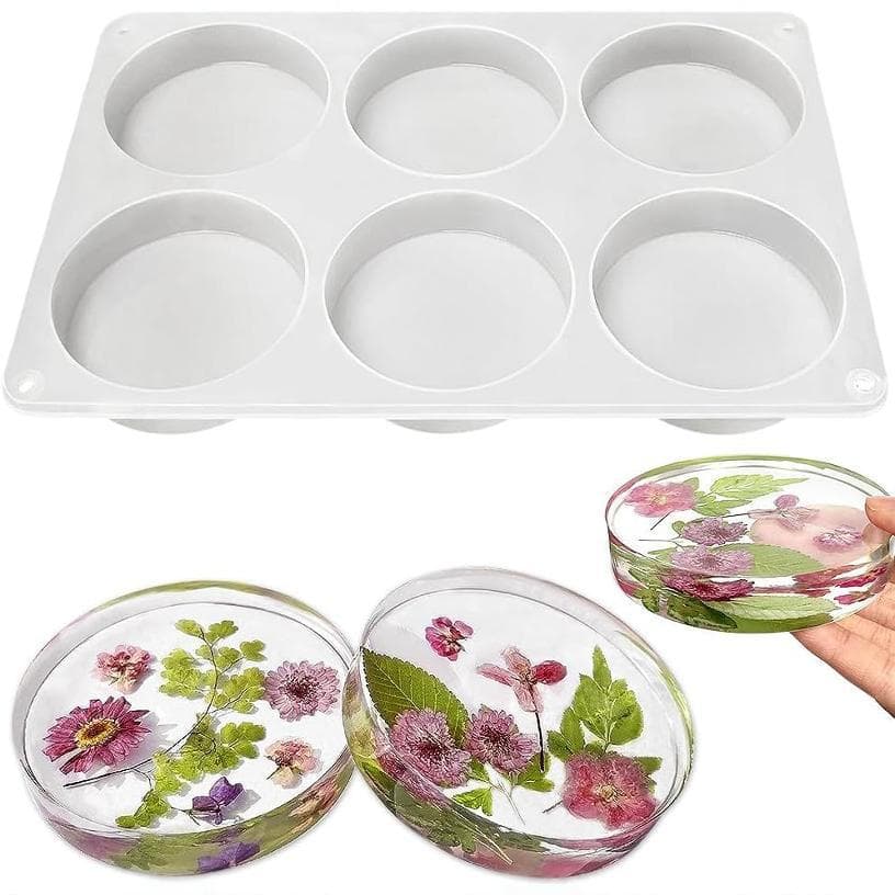 6-Piece Large Round Coaster Resin Silicone Mould Set