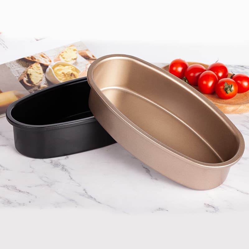 Golden Carbon Steel Non-Stick Oval Cheesecake Mould