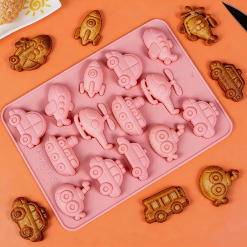 Double-Sided Food-Grade Silicone Chocolate & Cake Mould, Aeroplane & Car Shapes